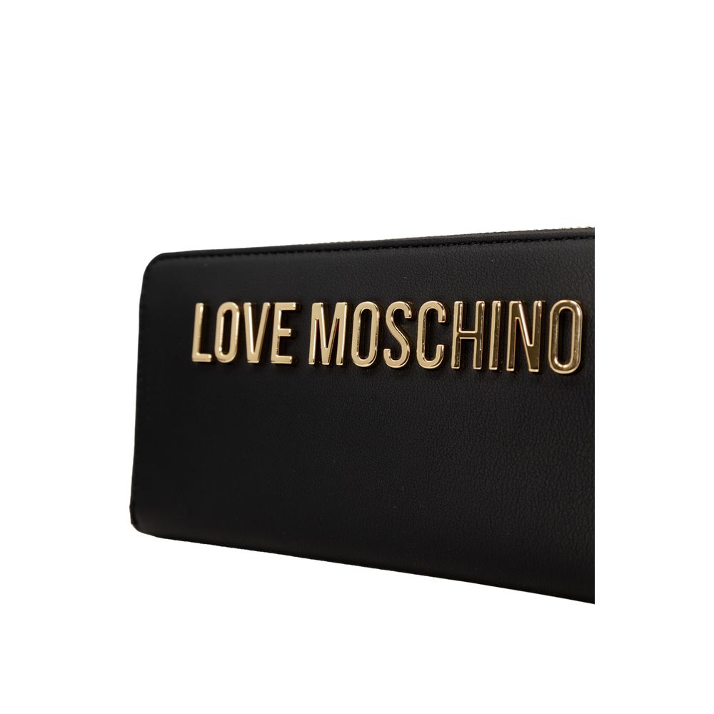 Love Moschino Schwarzes Portemonnaie aus Polyethylen