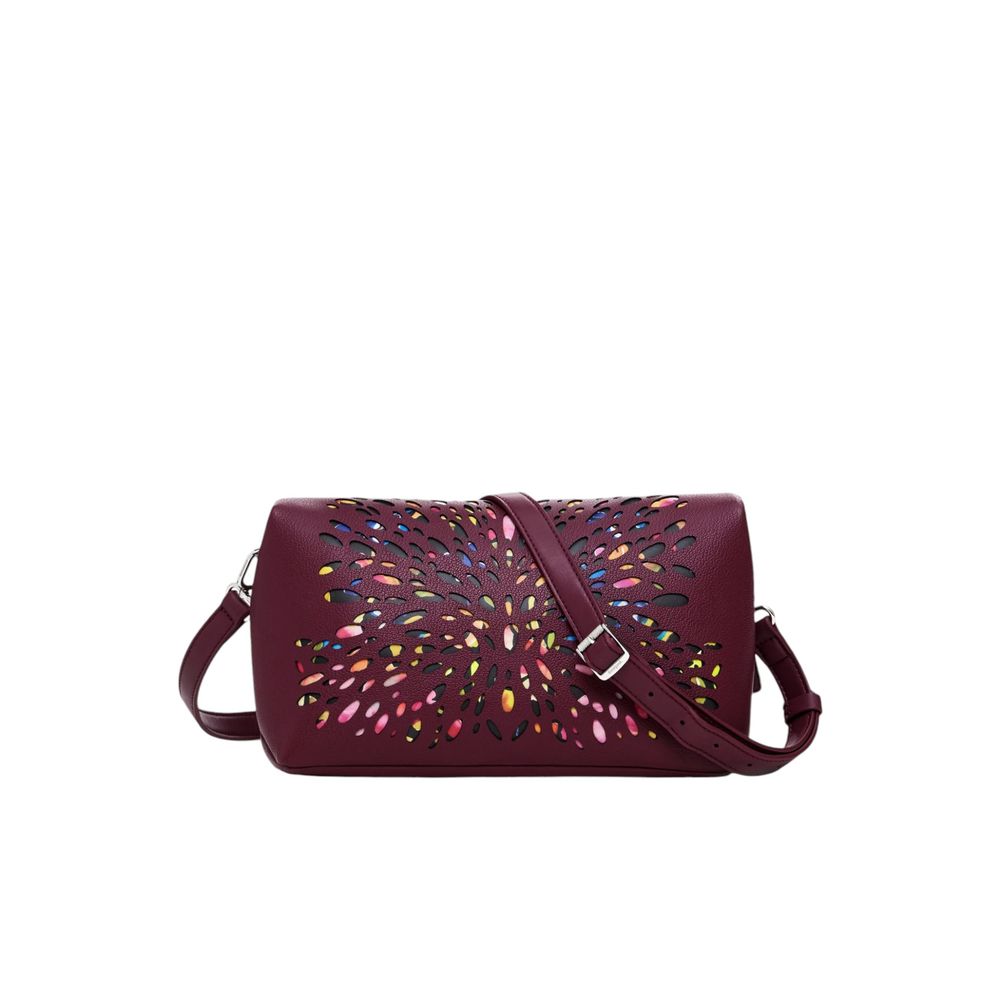 Desigual Bordeauxfarbene Polyethylen-Handtasche