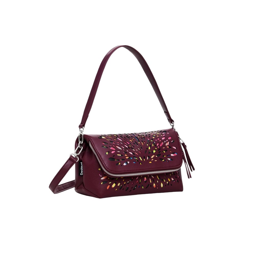 Desigual Bordeauxfarbene Polyethylen-Handtasche