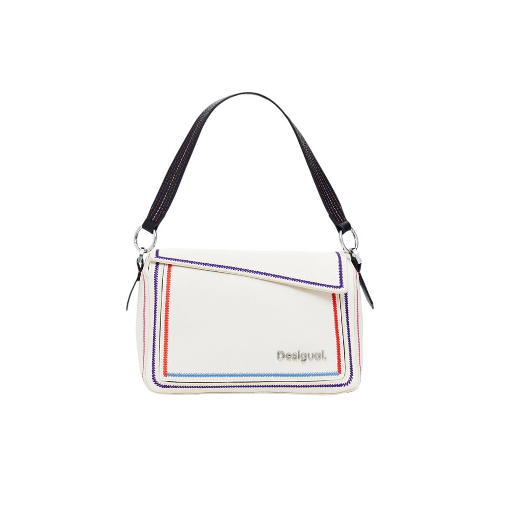 Desigual Cremefarbene Polyethylen-Handtasche