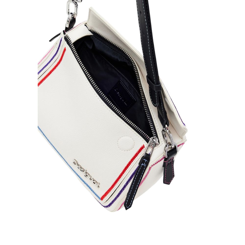 Desigual Cremefarbene Polyethylen-Handtasche