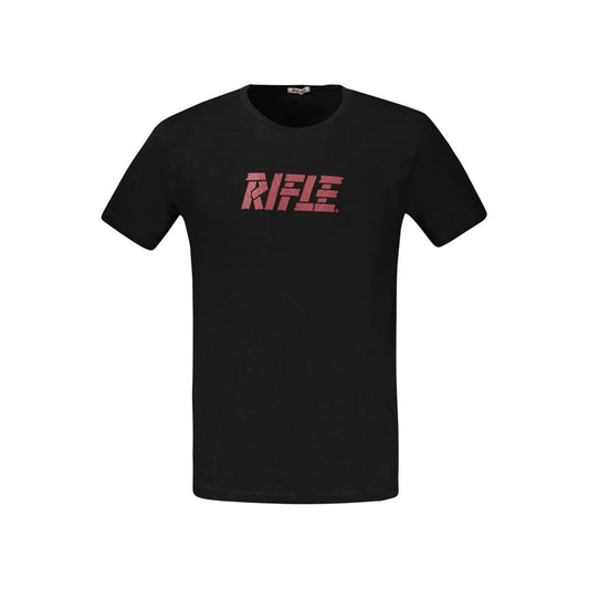 Rifle Schwarzes T-Shirt aus Baumwolle