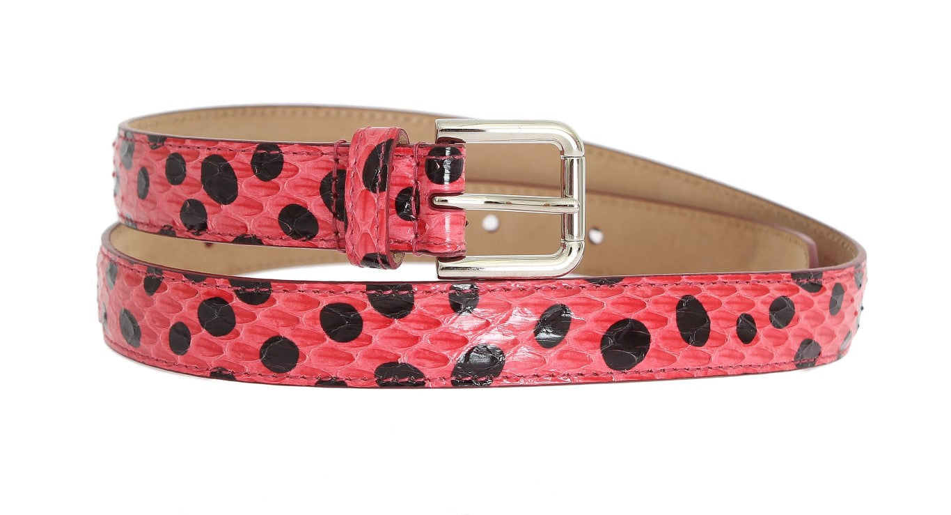 Dolce &amp; Gabbana Dotted Snakeskin Belt with Silver Buckle