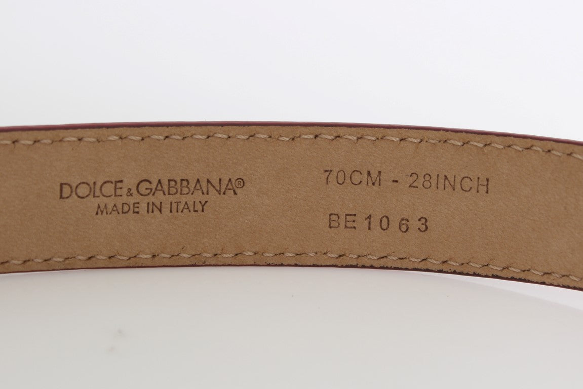 Dolce &amp; Gabbana Dotted Snakeskin Belt with Silver Buckle