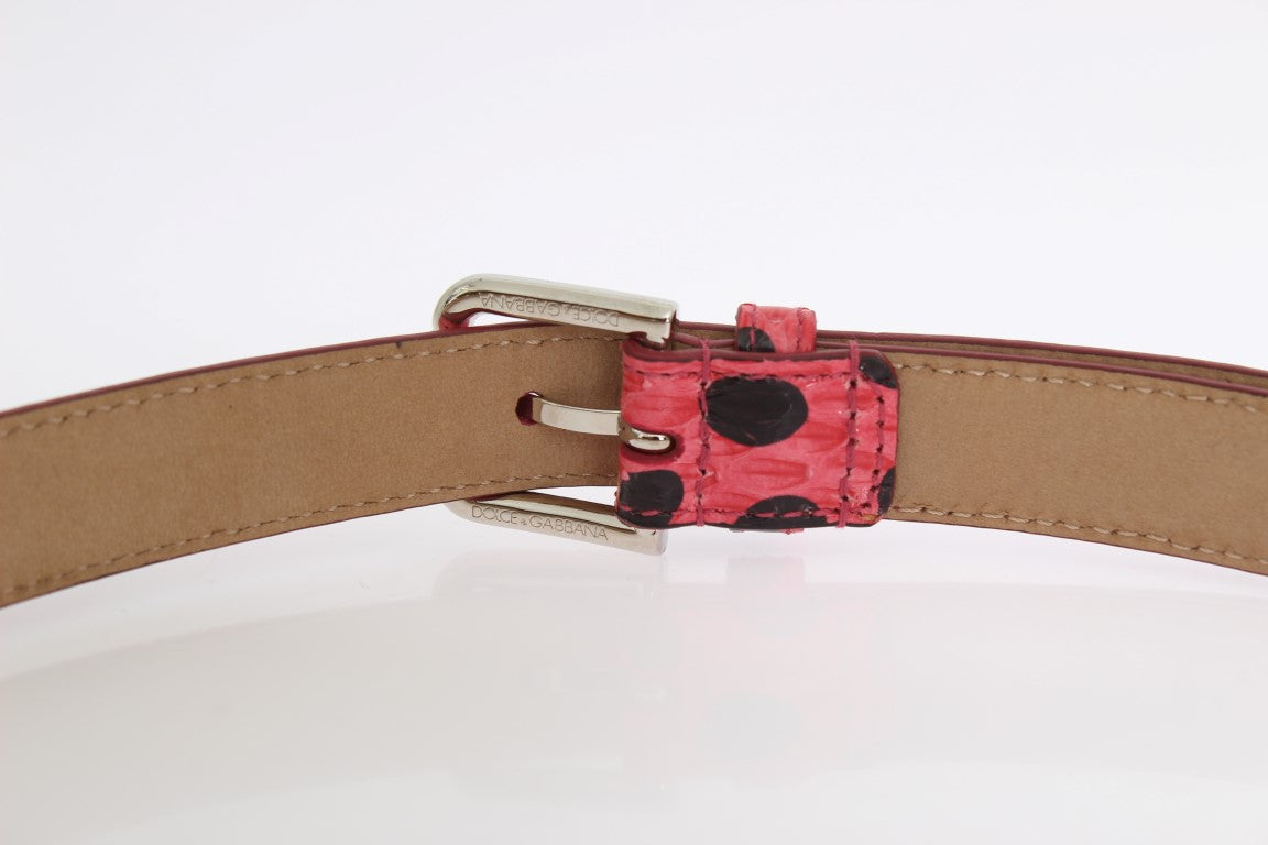 Dolce &amp; Gabbana Dotted Snakeskin Belt with Silver Buckle