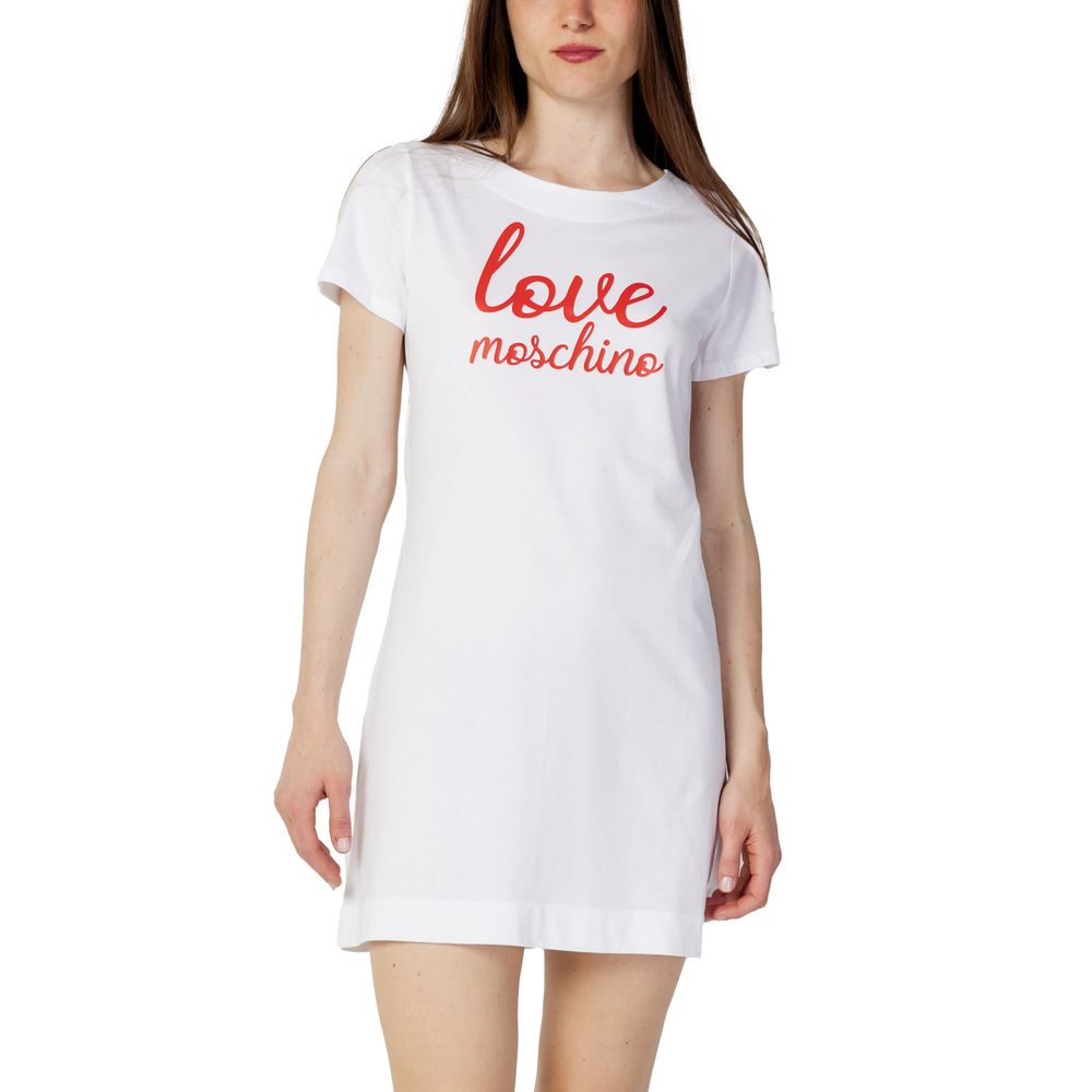 Love Moschino Weißes Baumwollkleid