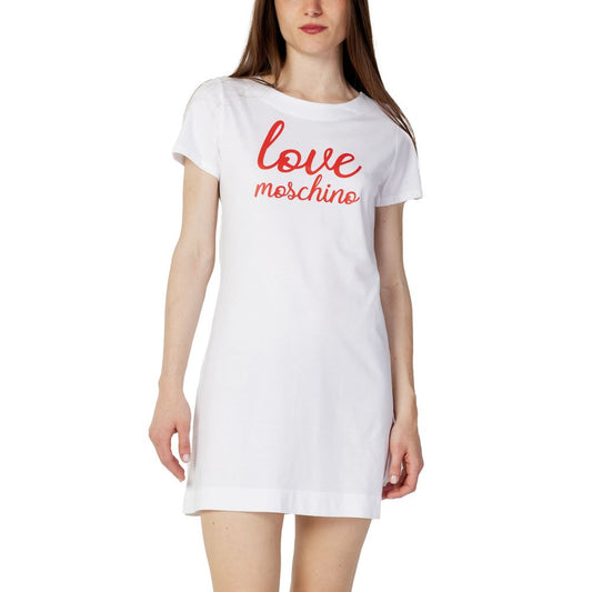 Love Moschino Weißes Baumwollkleid