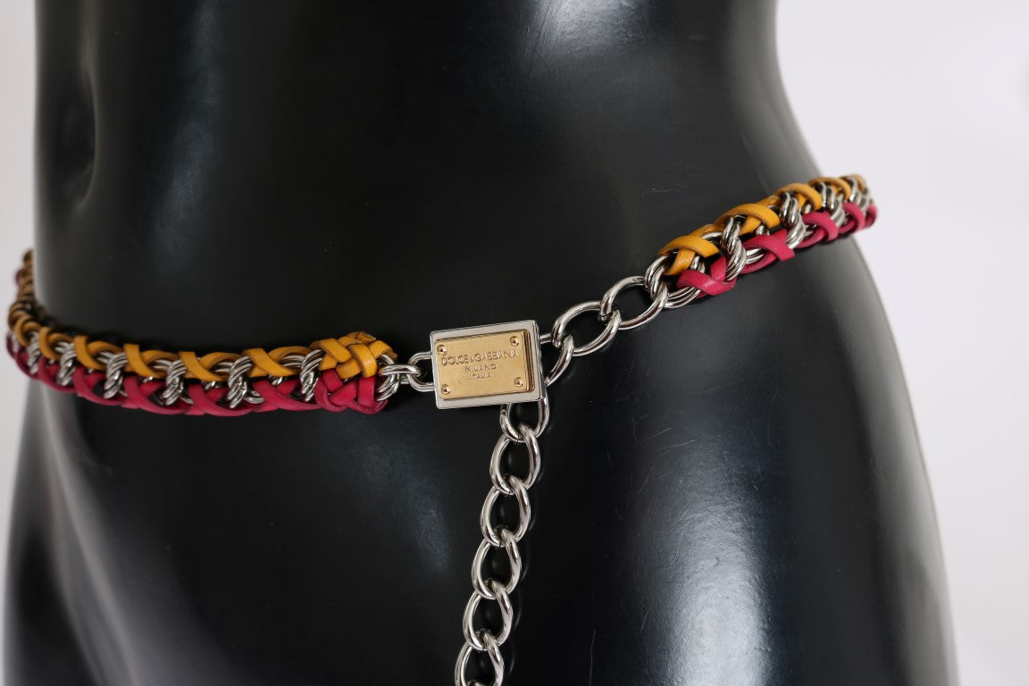 Dolce &amp; Gabbana Elegant multicolored belt with crystal decoration