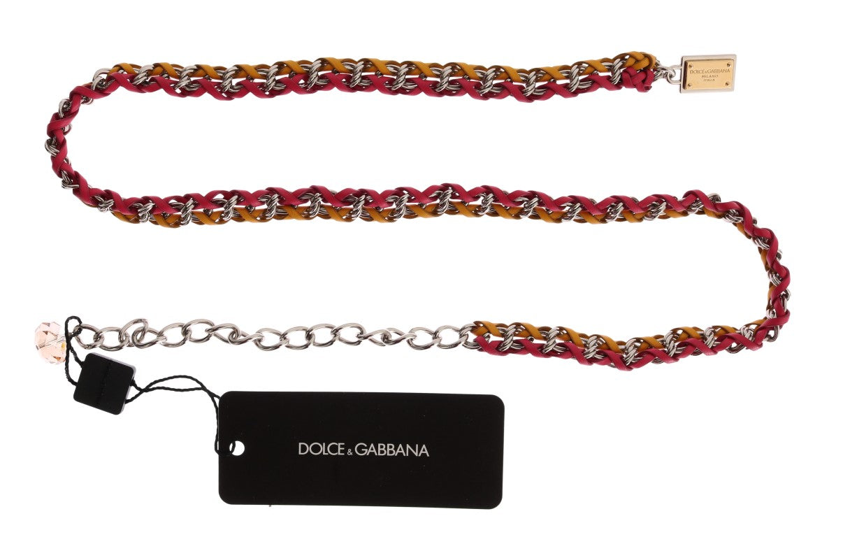 Dolce &amp; Gabbana Elegant multicolored belt with crystal decoration