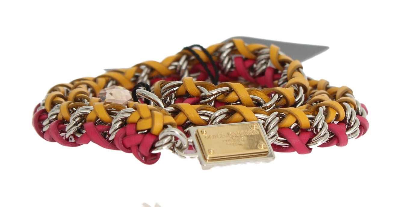 Dolce &amp; Gabbana Elegant multicolored belt with crystal decoration