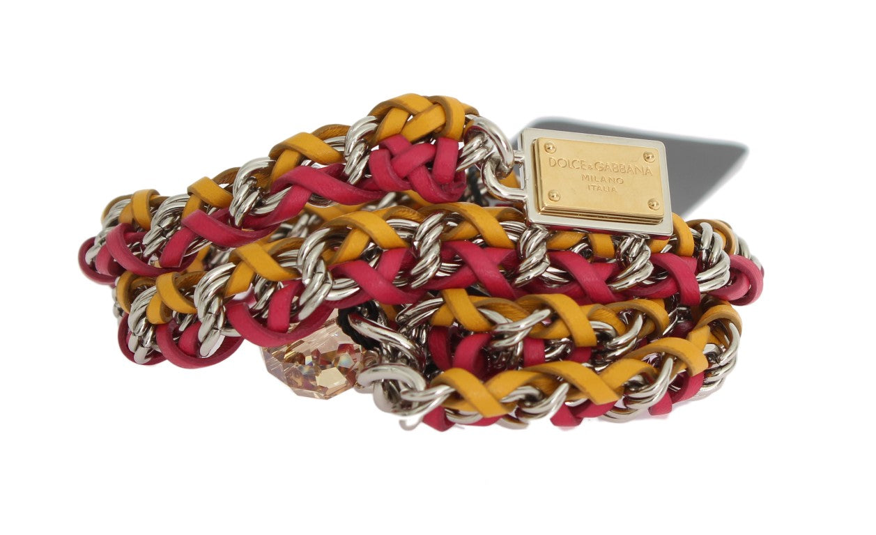 Dolce &amp; Gabbana Elegant multicolored belt with crystal decoration