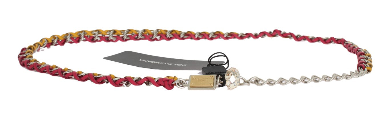 Dolce &amp; Gabbana Elegant multicolored belt with crystal decoration