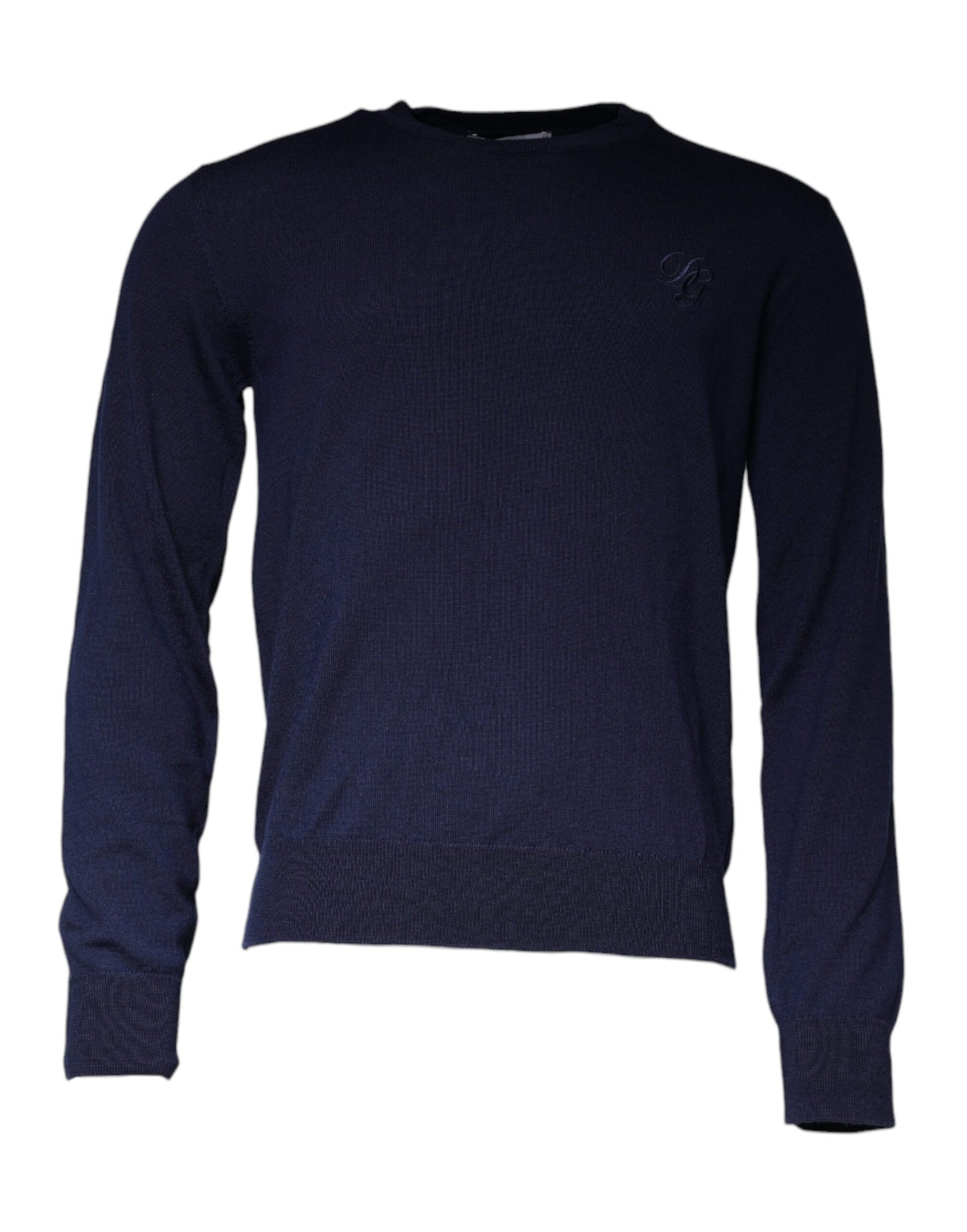 Dolce & Gabbana Dark Blue Wool Crew Neck Pullover Sweater