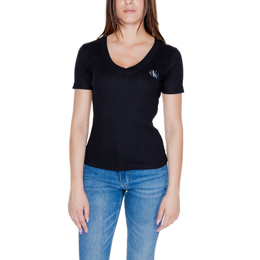 Calvin Klein Jeans Schwarze Baumwolle Rigenerato Tops & T-Shirt