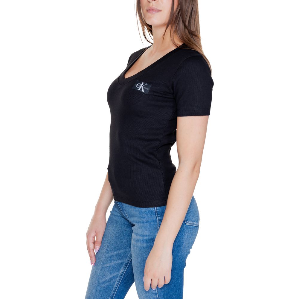 Calvin Klein Jeans Schwarze Baumwolle Rigenerato Tops & T-Shirt