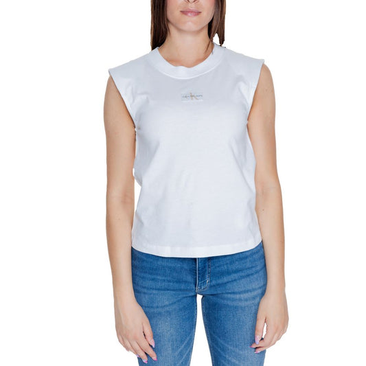 Calvin Klein Jeans Weiße Baumwoll-Oberteile & T-Shirt