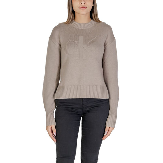 Calvin Klein Jeans Pullover aus Bio-Baumwolle in Beige