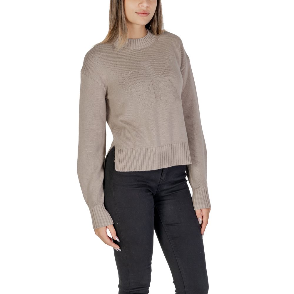 Calvin Klein Jeans Pullover aus Bio-Baumwolle in Beige