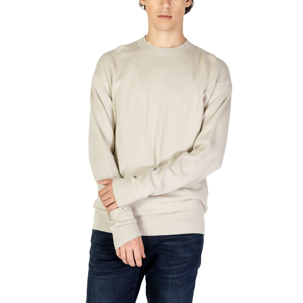 Calvin Klein Jeans Pullover aus Bio-Baumwolle in Beige