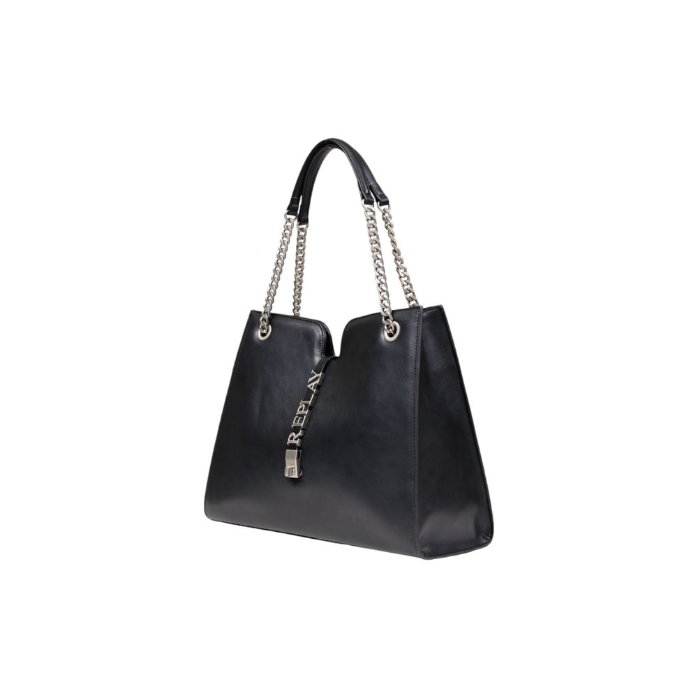 Replay Schwarze Polyester Handtasche