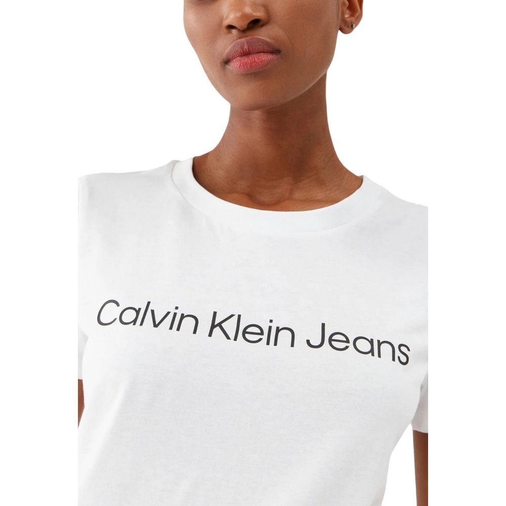 Calvin Klein Jeans Weiße Baumwoll-Oberteile & T-Shirt