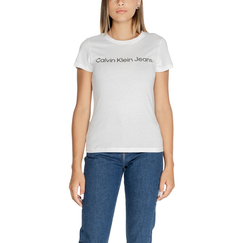 Calvin Klein Jeans Weiße Baumwoll-Oberteile & T-Shirt