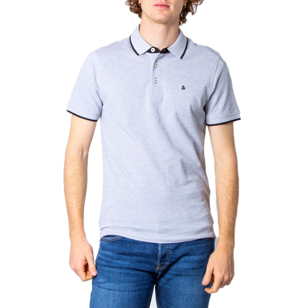 Jack Jones Graues Baumwoll-Poloshirt