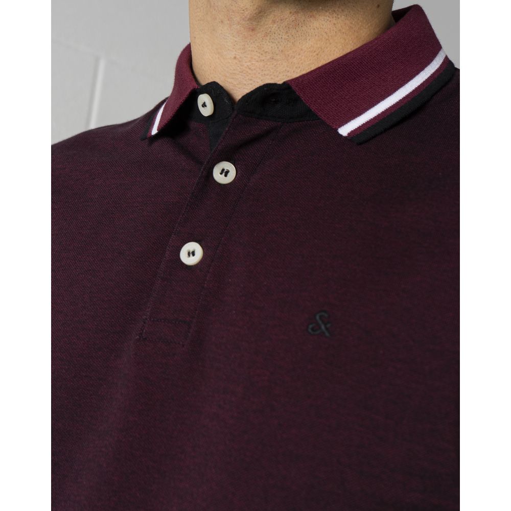 Jack Jones Bordeauxfarbenes Baumwoll-Poloshirt