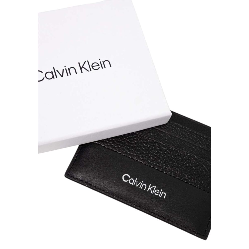 Calvin Klein Schwarzes Leder Portemonnaie