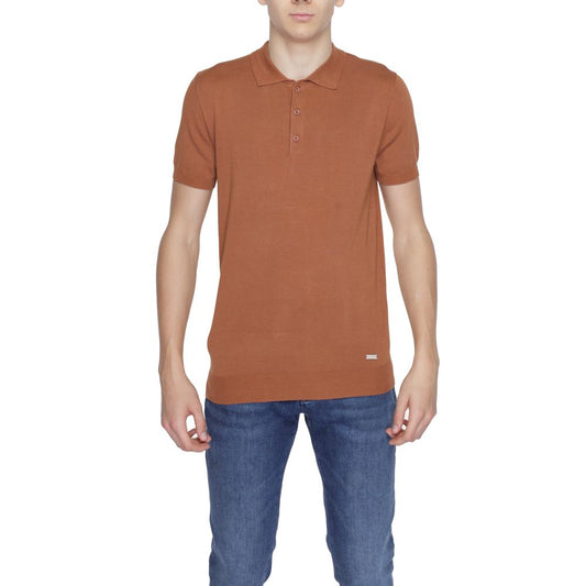 Gianni Lupo Braunes Viskose-Poloshirt