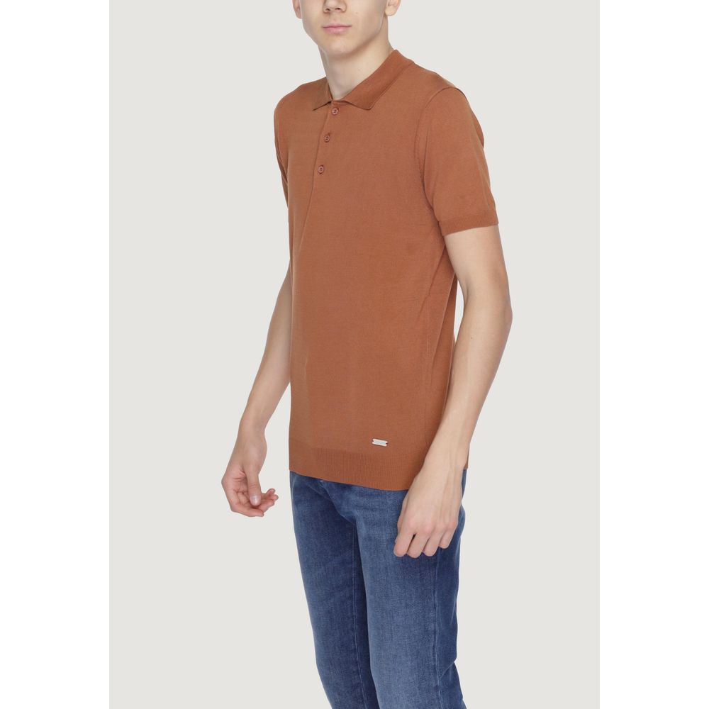 Gianni Lupo Braunes Viskose-Poloshirt