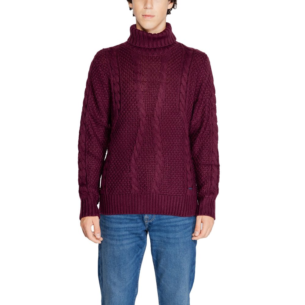 Gianni Lupo Bordeauxfarbener Polyester-Pullover