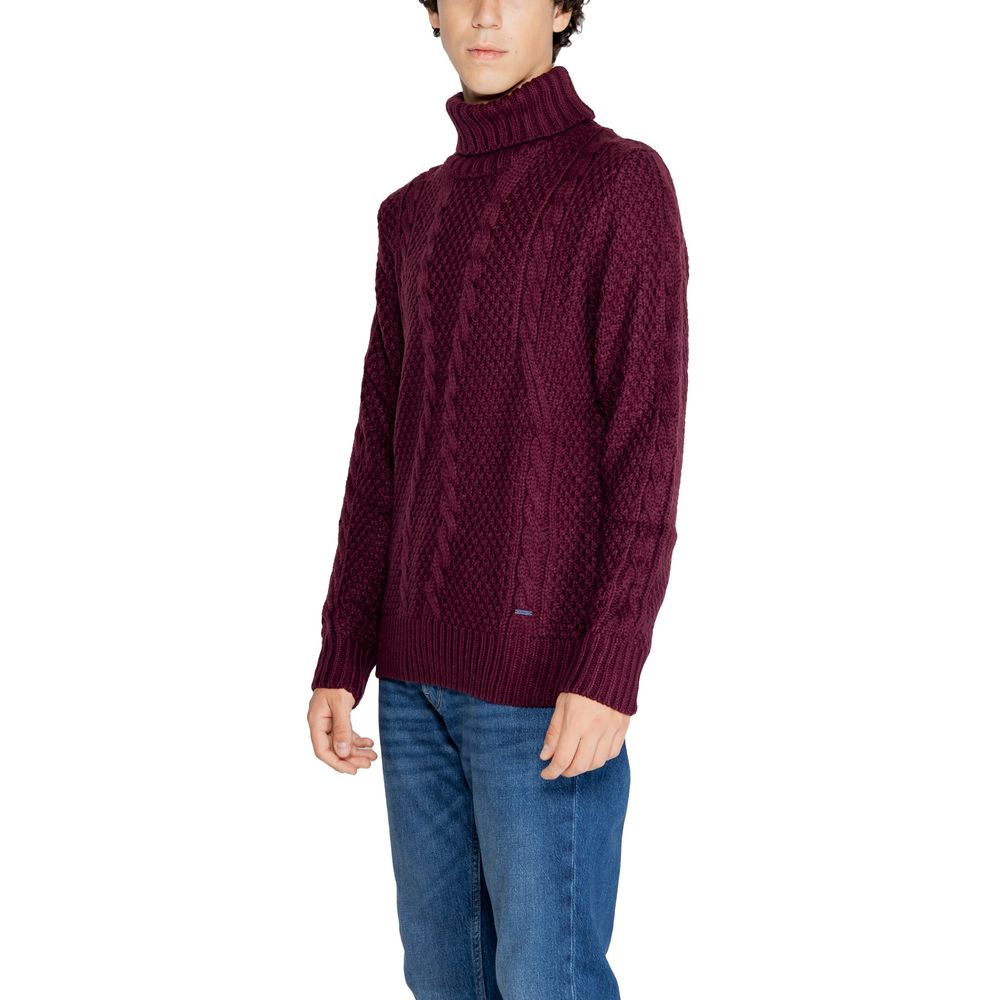 Gianni Lupo Bordeauxfarbener Polyester-Pullover