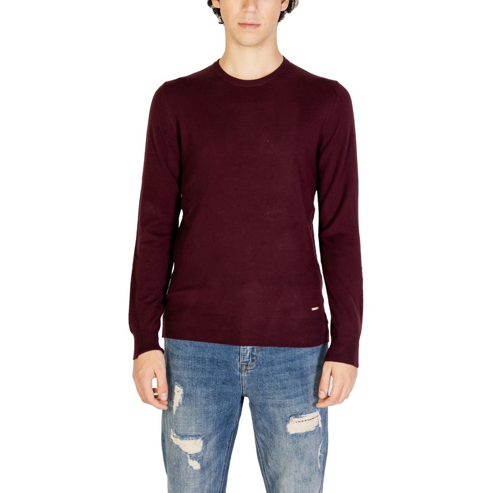 Gianni Lupo Bordeauxfarbener Polyester-Pullover