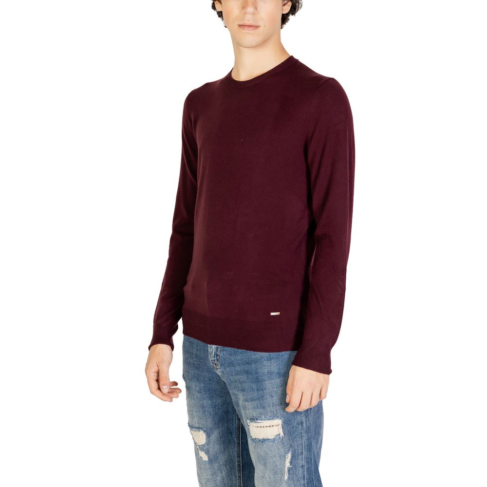 Gianni Lupo Bordeauxfarbener Polyester-Pullover