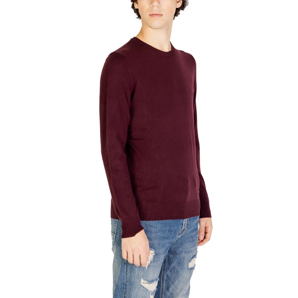 Gianni Lupo Bordeauxfarbener Polyester-Pullover