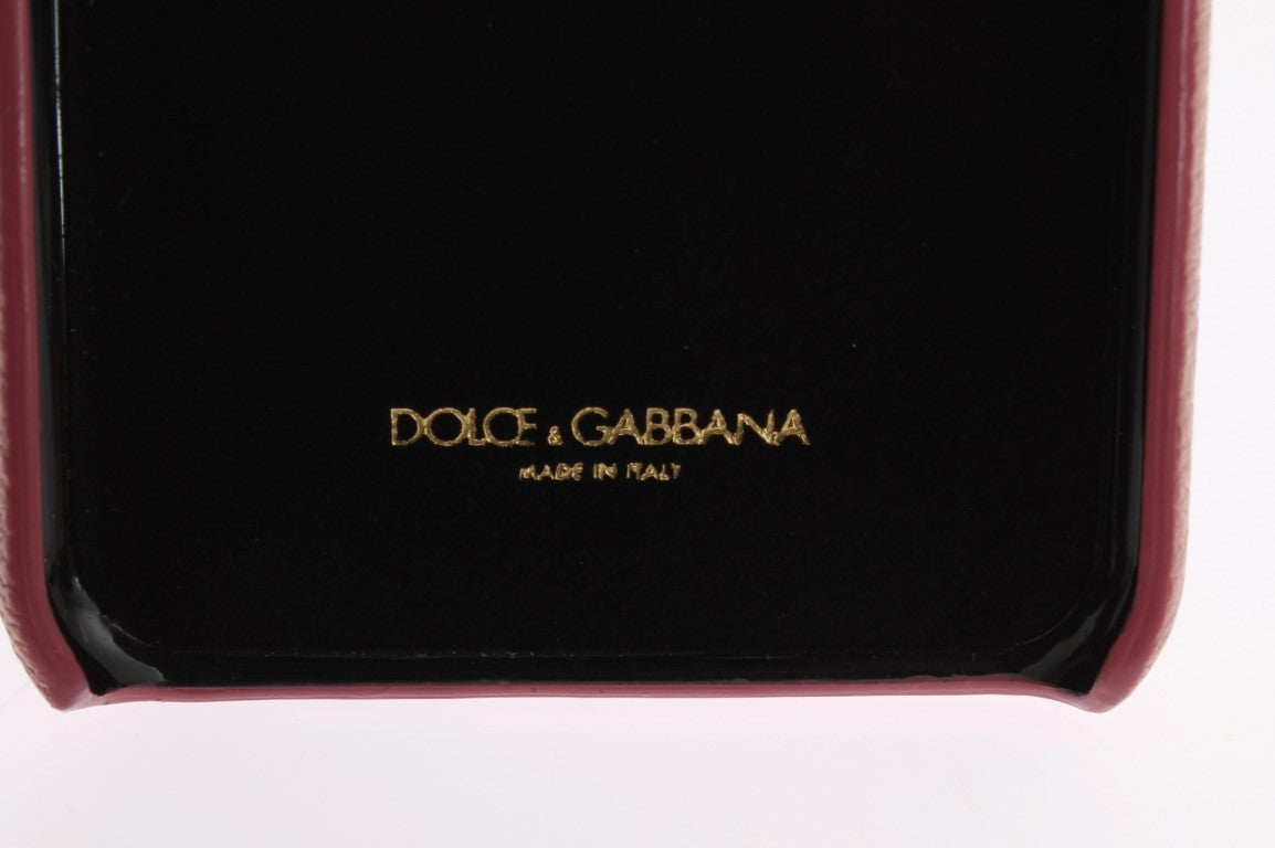 Dolce & Gabbana Schicke rosa Leder-Kristall iPhone Tasche