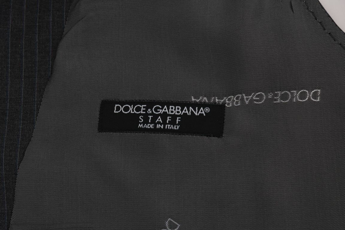 Dolce & Gabbana Elegante Graue Gestreifte Weste Weste