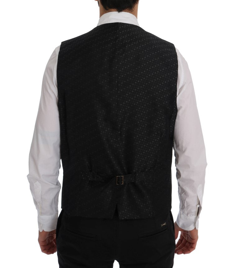 Dolce &amp; Gabbana Elegant Gray Striped Men's Vest Waistcoat