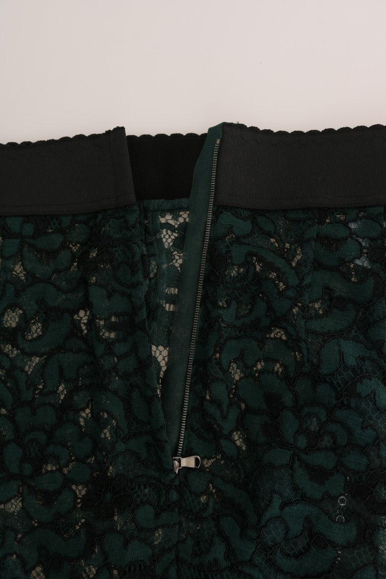 Dolce &amp; Gabbana High Waist Slim Pants with Floral Lace