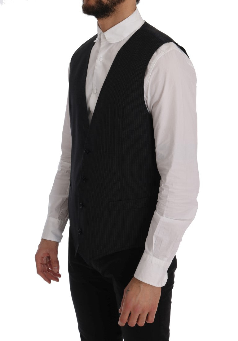 Dolce &amp; Gabbana Elegant wool blend vest, grey striped