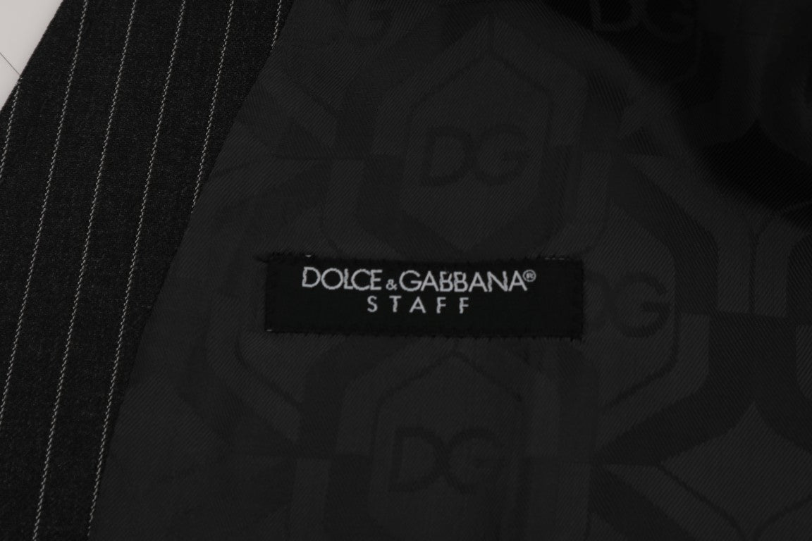 Dolce & Gabbana Elegante Graue Gestreifte Weste Weste