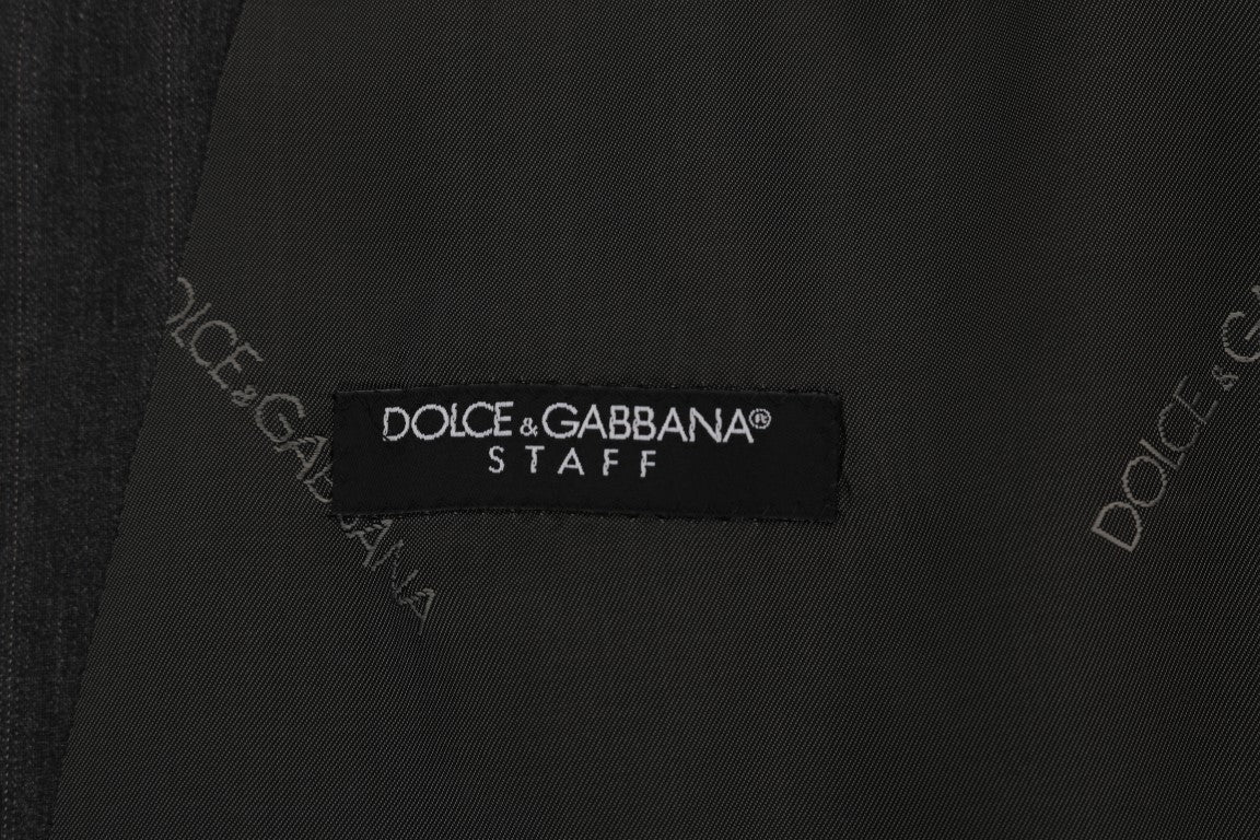 Dolce &amp; Gabbana Elegant Gray Striped Single Breasted Vest