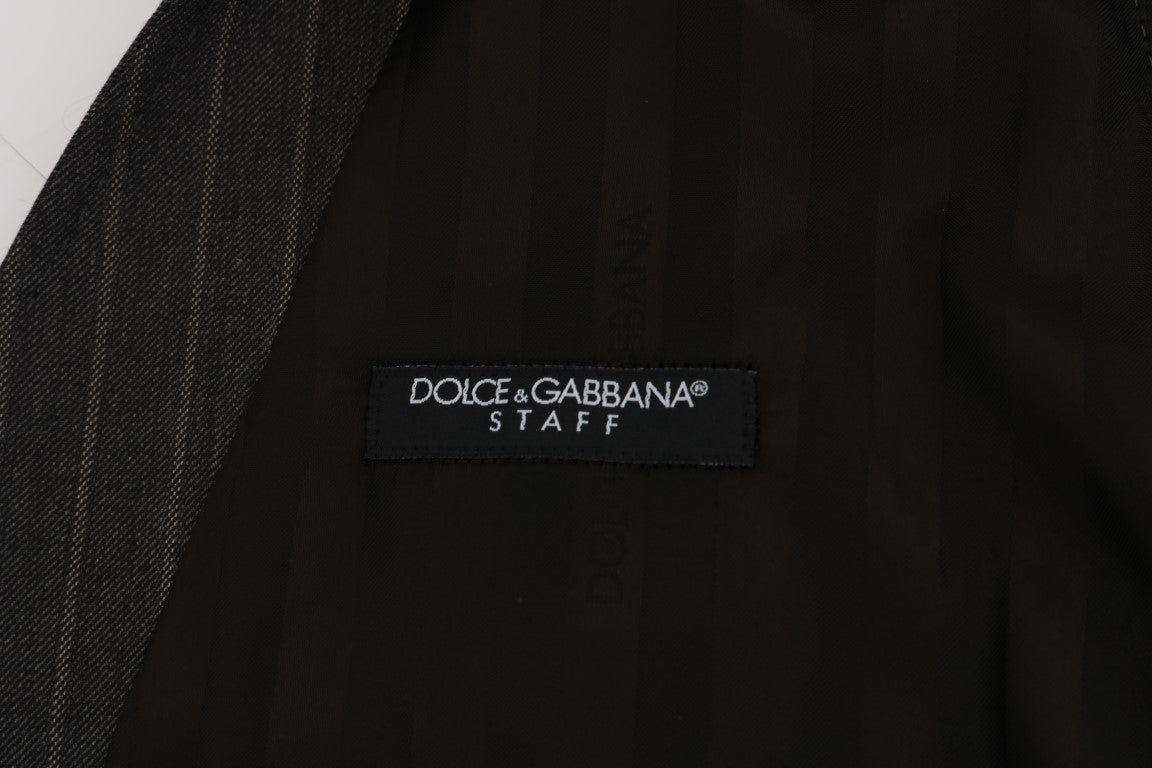 Dolce & Gabbana Elegant gestreifte Weste aus grauer Wollmischung