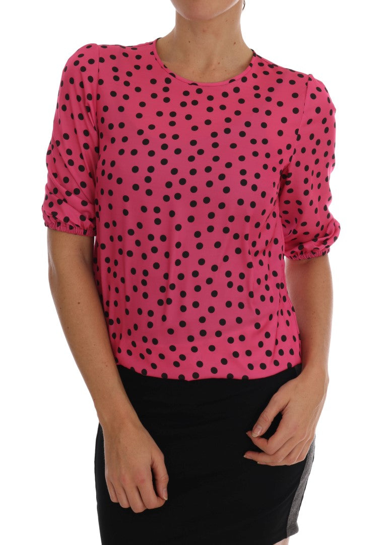 Dolce &amp; Gabbana Chic pink dotted silk blouse