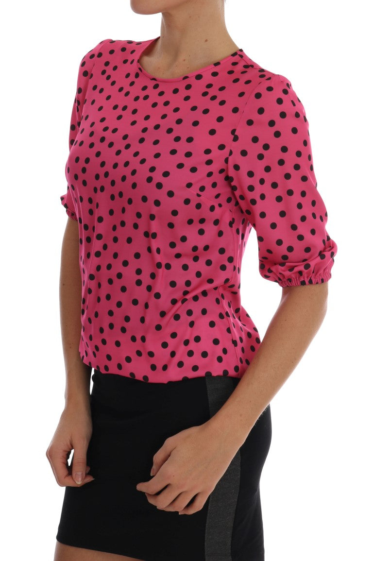 Dolce &amp; Gabbana Chic pink dotted silk blouse