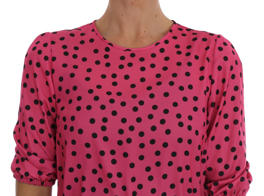 Dolce &amp; Gabbana Chic pink dotted silk blouse