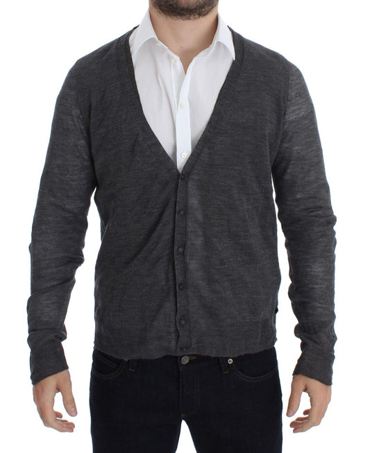 Costume National Elegant grey wool blend cardigan