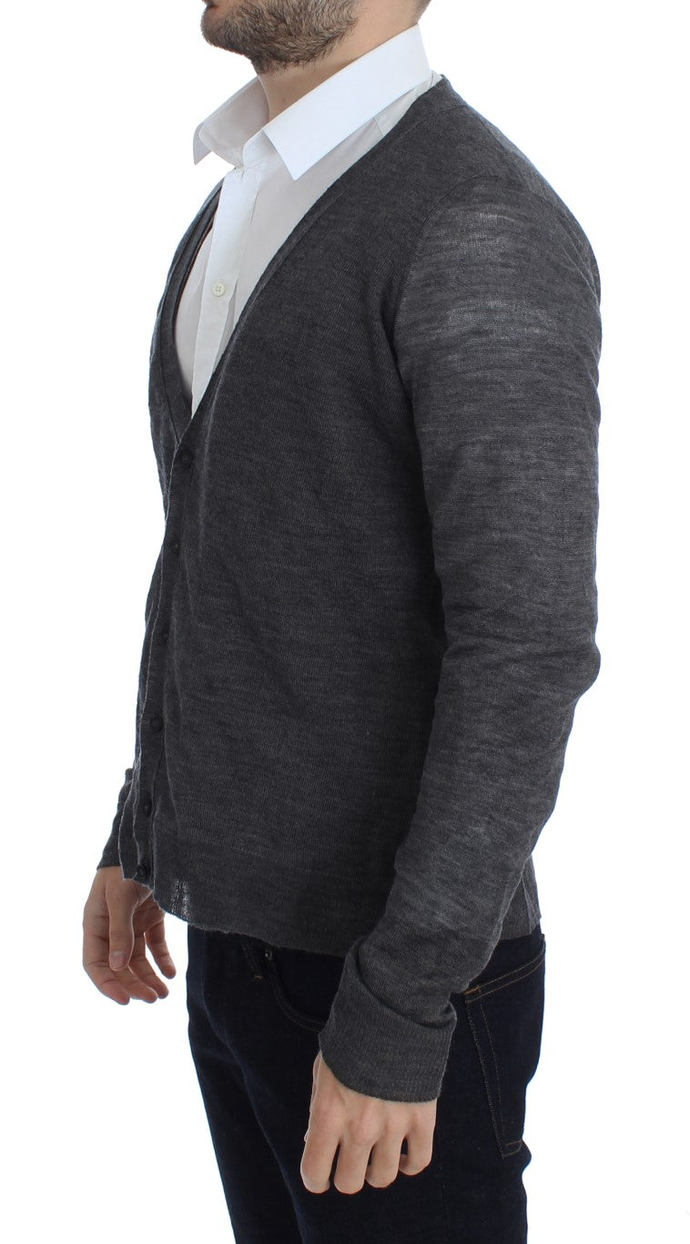 Costume National Elegant grey wool blend cardigan