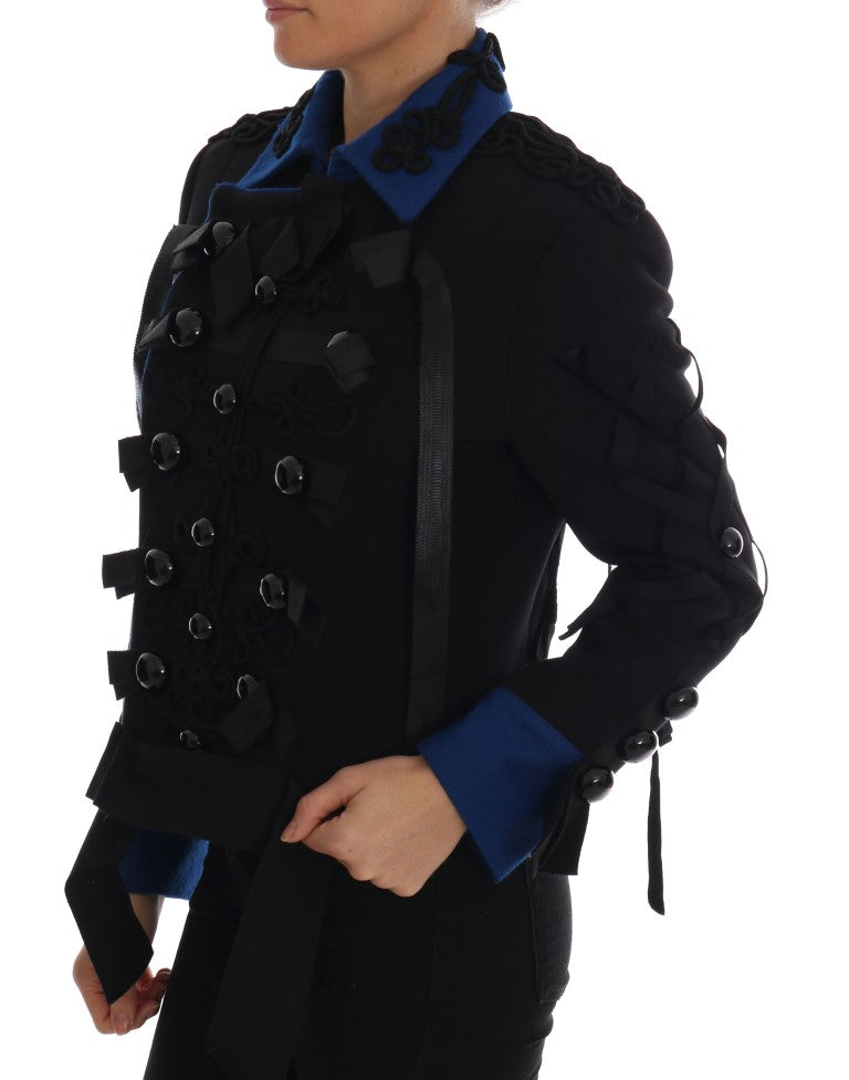 Dolce &amp; Gabbana Chic short trench coat jacket in black and blue